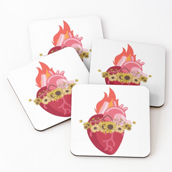 Item preview, Sunflowers & hearts - Floral Heart - Anatomically Correct Heart - pink designed and sold by ChanelleFyve.