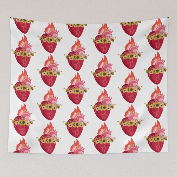 Item preview, Sunflowers & hearts - Floral Heart - Anatomically Correct Heart - pink designed and sold by ChanelleFyve.