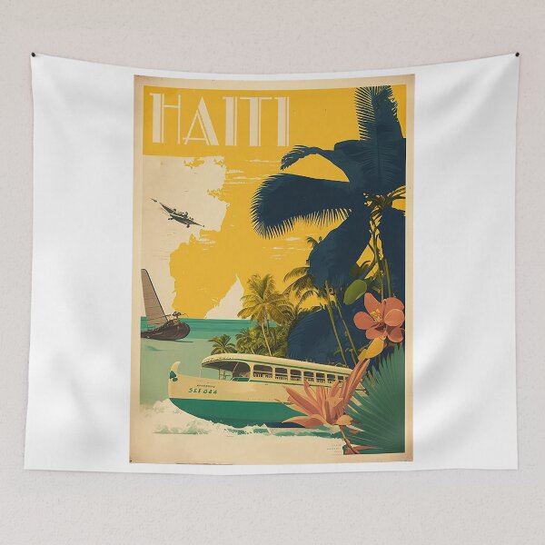 Item preview, Haiti Vintage Travel Art Poster designed and sold by OldTravelArt.