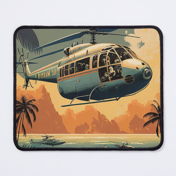 Item preview, Vietnam Helicopter Vintage Travel Art Poster designed and sold by OldTravelArt.