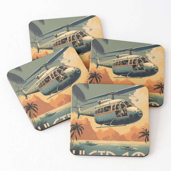 Item preview, Vietnam Helicopter Vintage Travel Art Poster designed and sold by OldTravelArt.