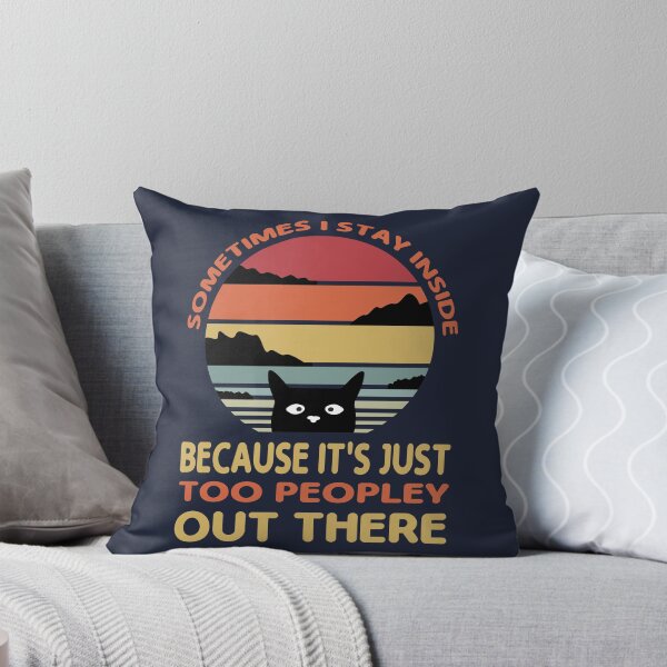 Item preview, Retro-Vintage Black Cat Sometimes I Stay Inside Because It's Just Too Peopley Out There Cute Cat Lover Gifts designed and sold by Hottshirtdesign.