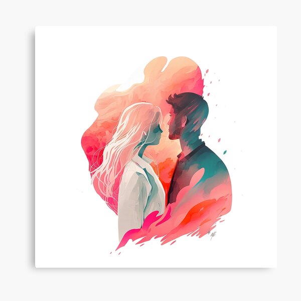 ALMOST KISS LINE ART, Love romantic cute, Couple of lovers Poster by  yourtravelguide