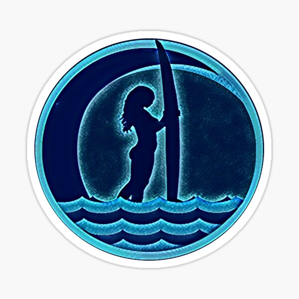 Surfer Girl in Neon Blue Sticker