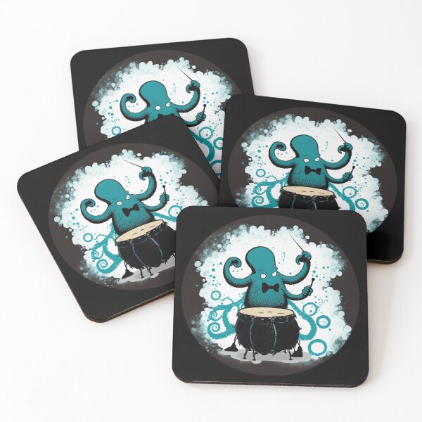 Item preview, Cartoon octopus playing drum kit  designed and sold by AnimalArtPhotos.