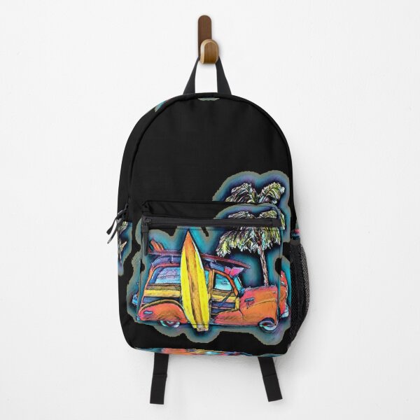 Item preview, Woodie Van and Surfboard Palm Tree designed and sold by AboutBeaches.
