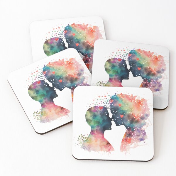 Item preview, Kissing Sketch | Vintage Couple Kissing | Colorful Silhouette of a Couple Kissing Each Other | Valentine's Day designed and sold by MagicSatchel.