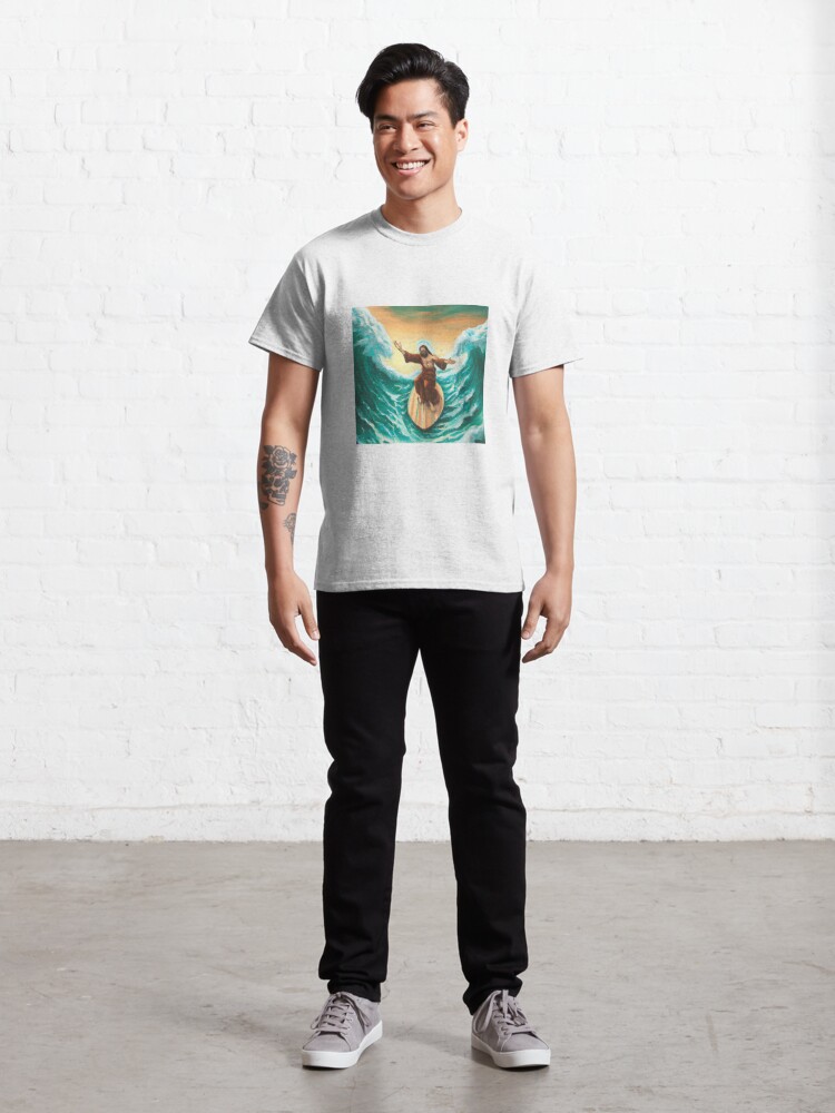 Surfing Jesus funny Classic T-Shirt for Sale by R4ndomArt