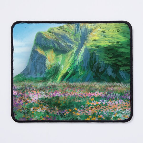 Item preview, Flowery meadow and a mountain painting designed and sold by EmeraldeaArt.