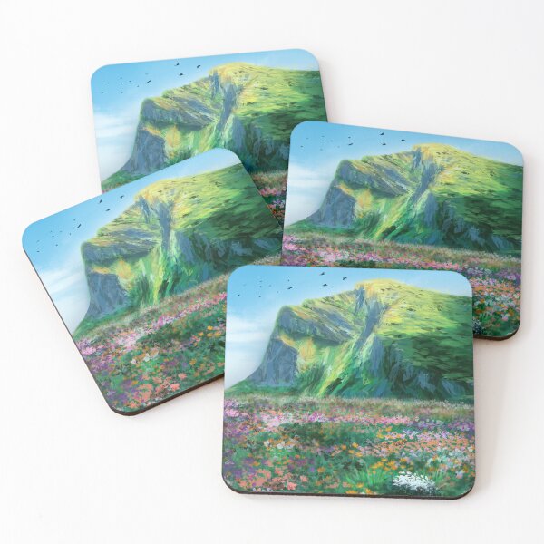 Item preview, Flowery meadow and a mountain painting designed and sold by EmeraldeaArt.