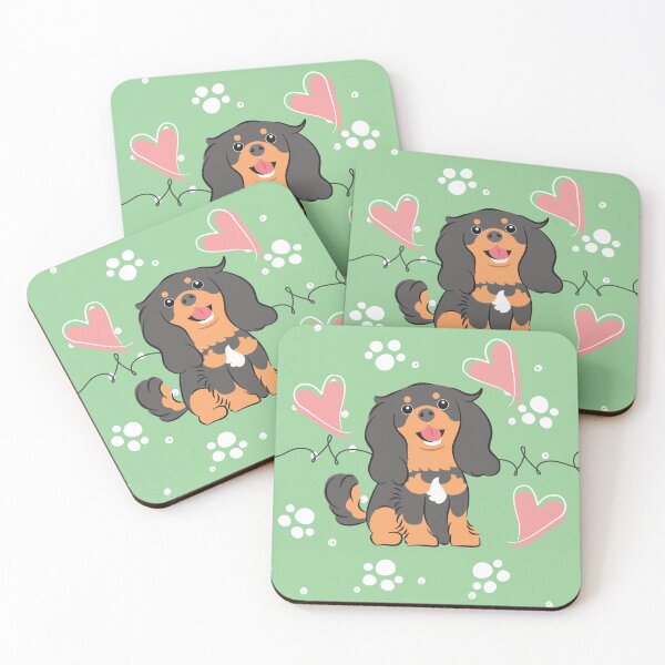 Item preview, Kawaii Black Tan Cavalier King Charles Spaniel 3 designed and sold by Lulupainting.