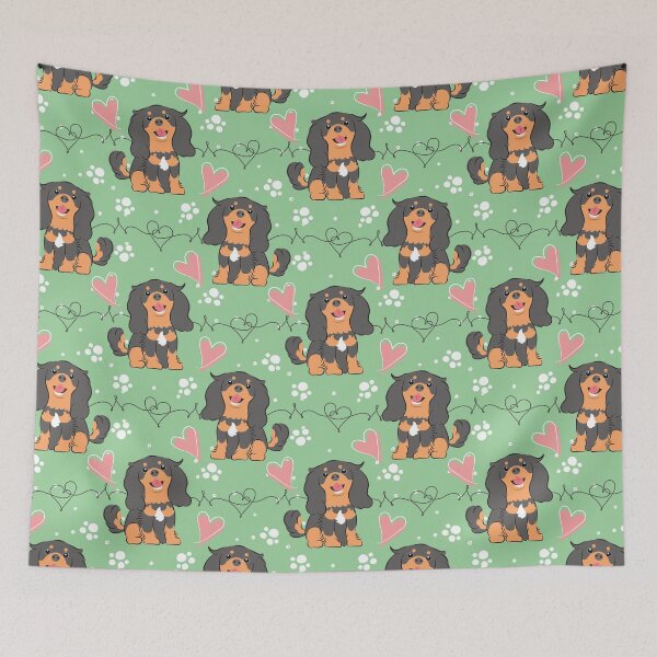 Item preview, Kawaii Black Tan Cavalier King Charles Spaniel 3 designed and sold by Lulupainting.