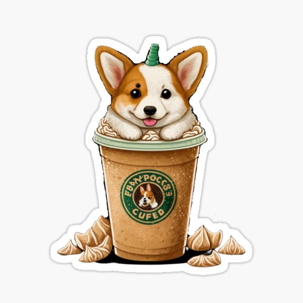 Corgi puppuccino cute puppy puppuccino love starbucks Sticker