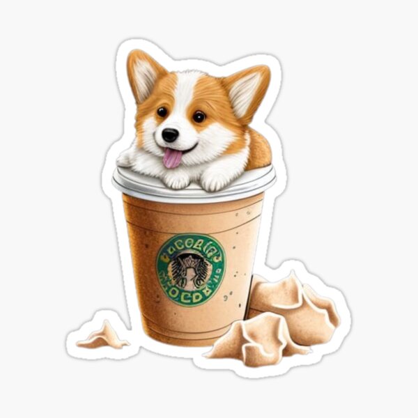 Corgi puppuccino cute puppy puppuccino love starbucks Sticker