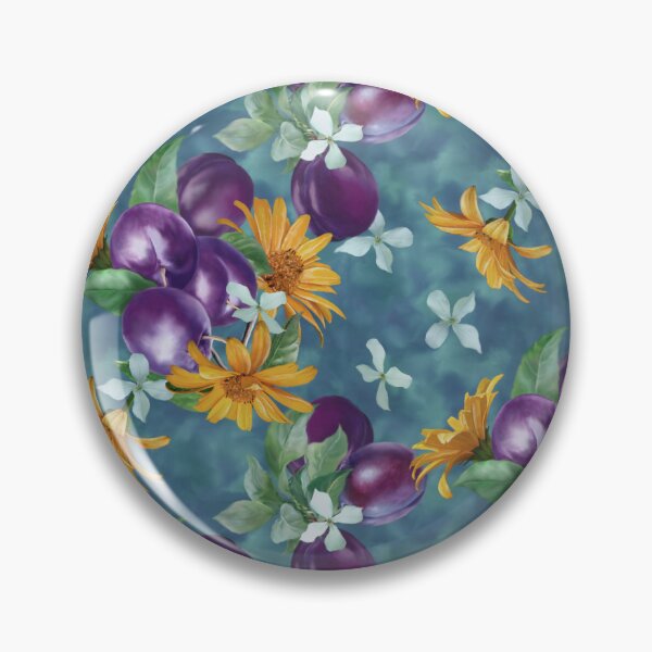 Item preview, Plums And Gerbera Seamless Repeated Pattern Design  designed and sold by Tina Veenstra.