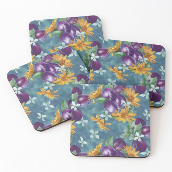 Item preview, Plums And Gerbera Seamless Repeated Pattern Design  designed and sold by Tina Veenstra.