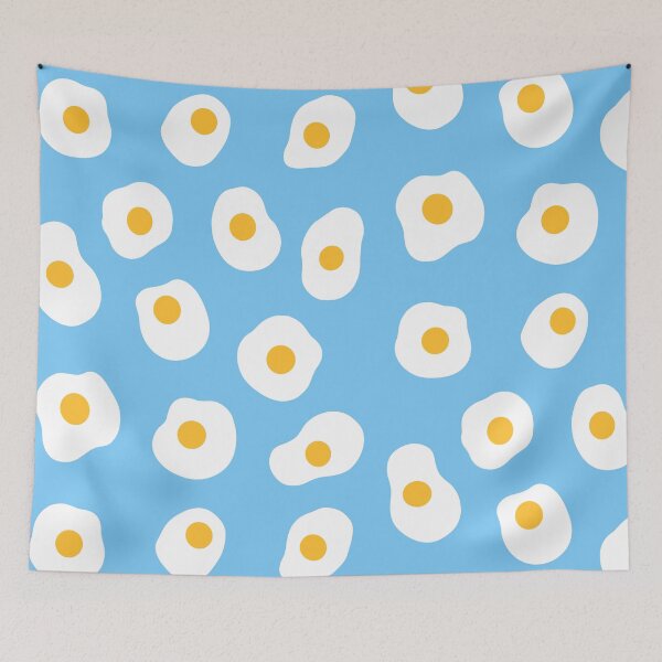 Item preview, Cute, Fried Eggs Pattern on Blue designed and sold by OneThreeSix.