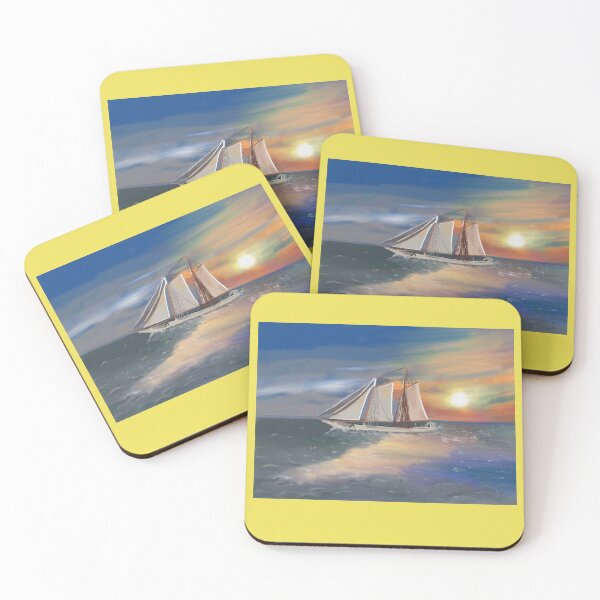 Item preview, Ship at Sunset on a Tranquil Sea - Original Art work designed and sold by TechLaughs.