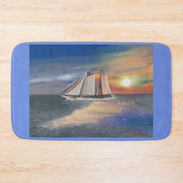 Item preview, Ship at Sunset on a Tranquil Sea - Original Art work designed and sold by TechLaughs.