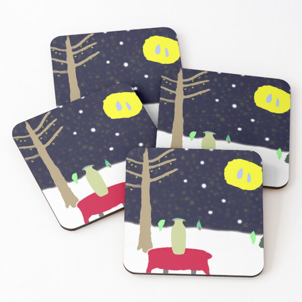 Item preview, unordinary snowing night scene with tree and moon in japanese ukiyo-e style painting art designed and sold by MerryCrown.