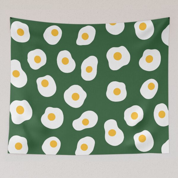 Item preview, Cute, Fried Eggs Pattern on Dark Green designed and sold by OneThreeSix.