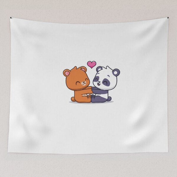 Item preview, Cute drawing of a loving couple bear and panda with a heart designed and sold by OldiesGoldies.