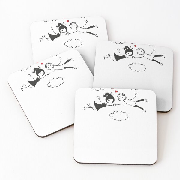 Item preview, cartoon couple falling in love in the sky with hearts designed and sold by OldiesGoldies.