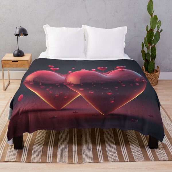 Item preview, Two 3D red hearts on a black background - Valentine's Day theme designed and sold by Simone Davino.