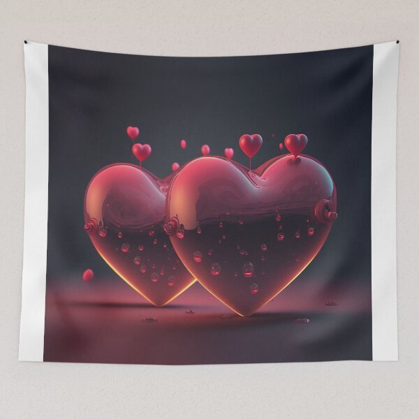 Item preview, Two 3D red hearts on a black background - Valentine's Day theme designed and sold by Simone Davino.