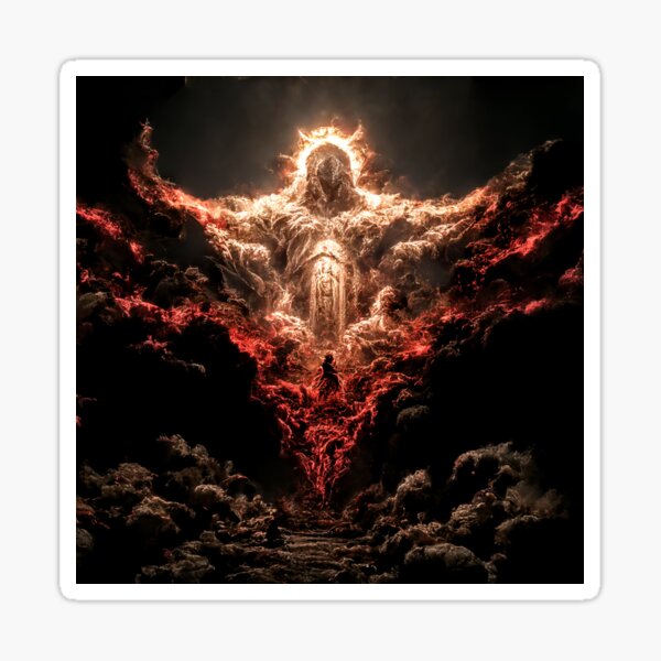 Item preview, AI depiction of God arriving in hell. designed and sold by Jonsbigbusiness.
