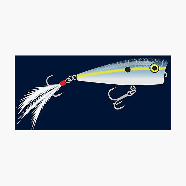 Popper Topwater Fishing Lure - Pearl Yellow Stripe Shad Pattern Sticker  Photographic Print for Sale by BlueSkyTheory