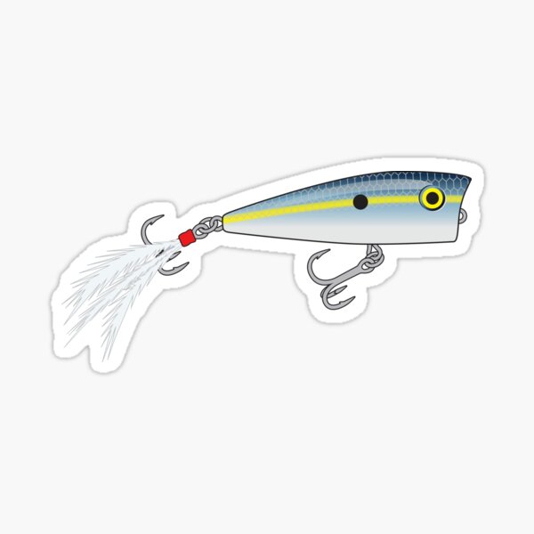Popper Topwater Fishing Lure - Pearl Yellow Stripe Shad Pattern