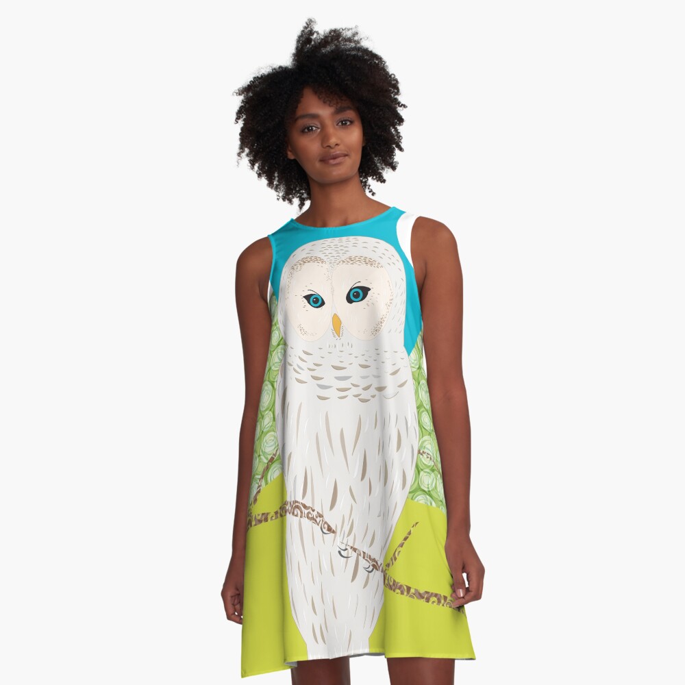 Robe trapèze « Blanche, la chouette»