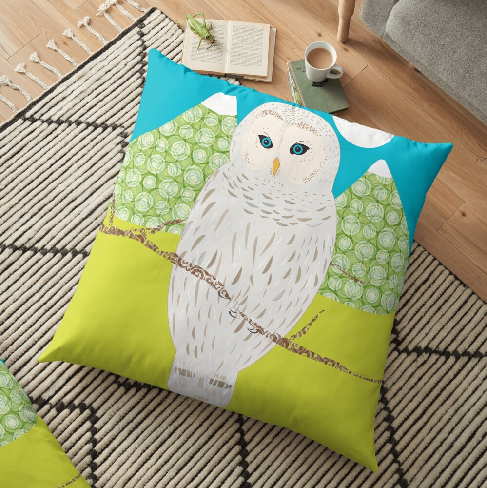 Coussin de sol « Blanche, la chouette»