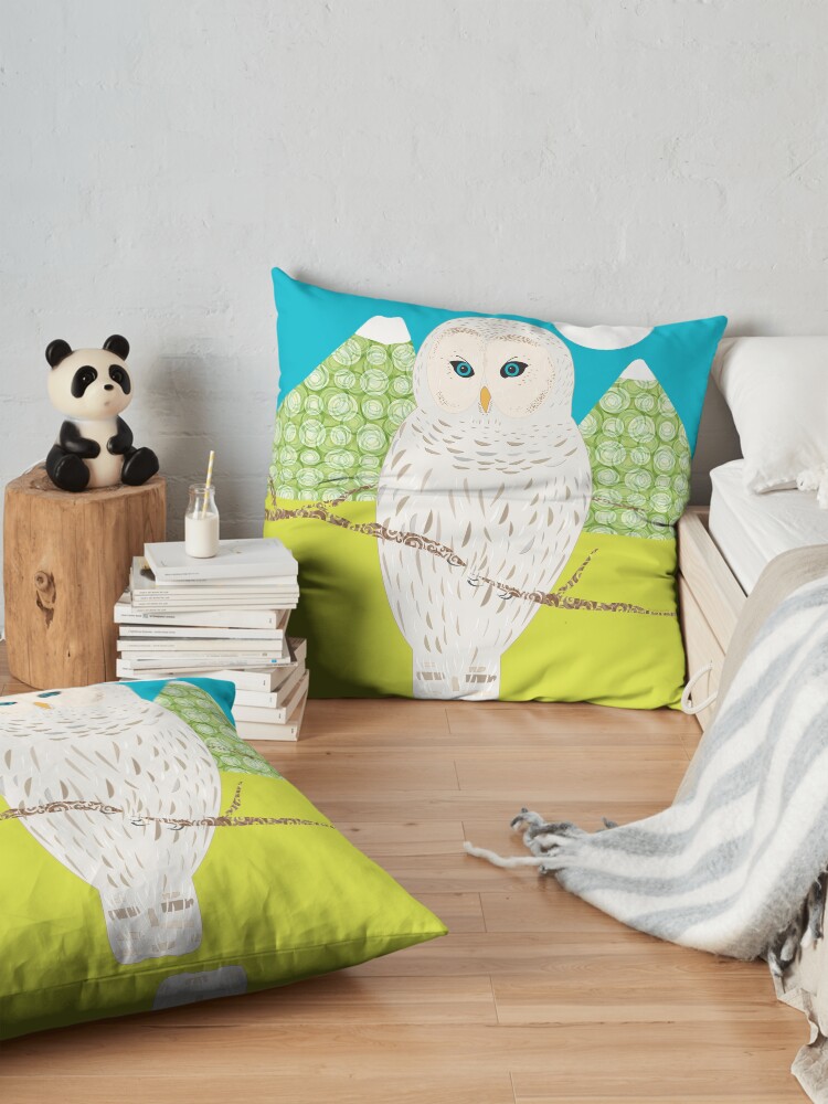 Coussin de sol ''Blanche, la chouette' : autre vue