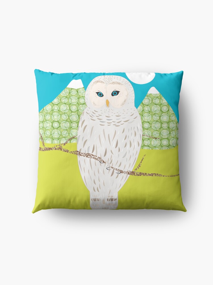 Coussin de sol ''Blanche, la chouette' : autre vue