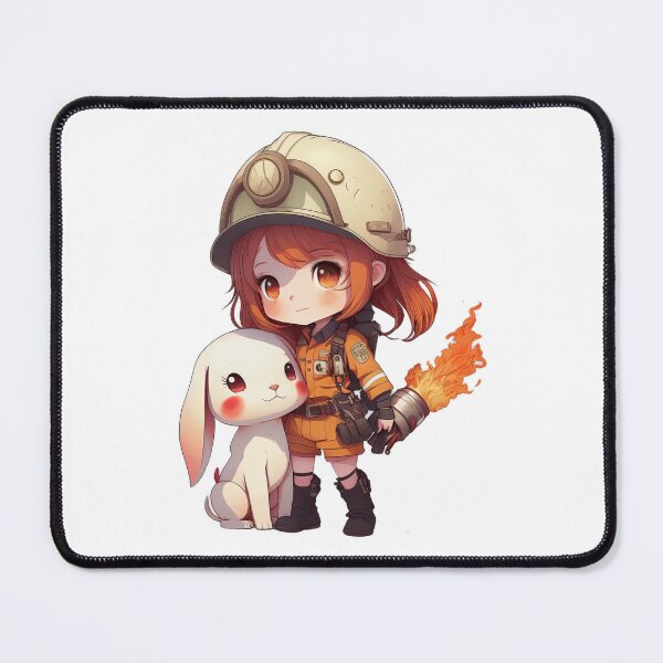 Item preview, Brave and Adorable: Chibi Firefighter and Her Bunny designed and sold by TheChibiStore.
