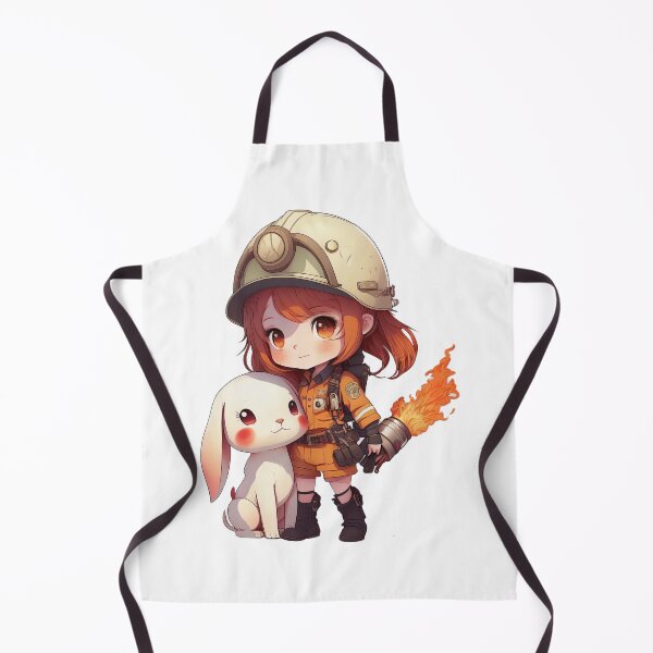 Item preview, Brave and Adorable: Chibi Firefighter and Her Bunny designed and sold by TheChibiStore.
