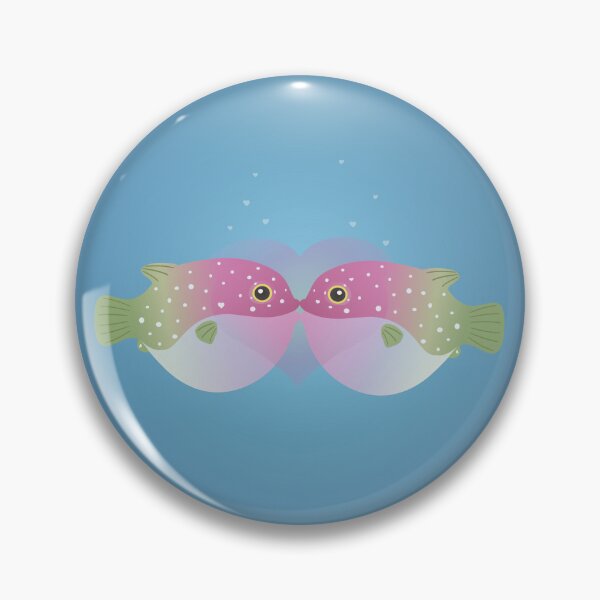 Item preview, puffer fish blow fish kiss kissing designed and sold by MiraNomegusta.