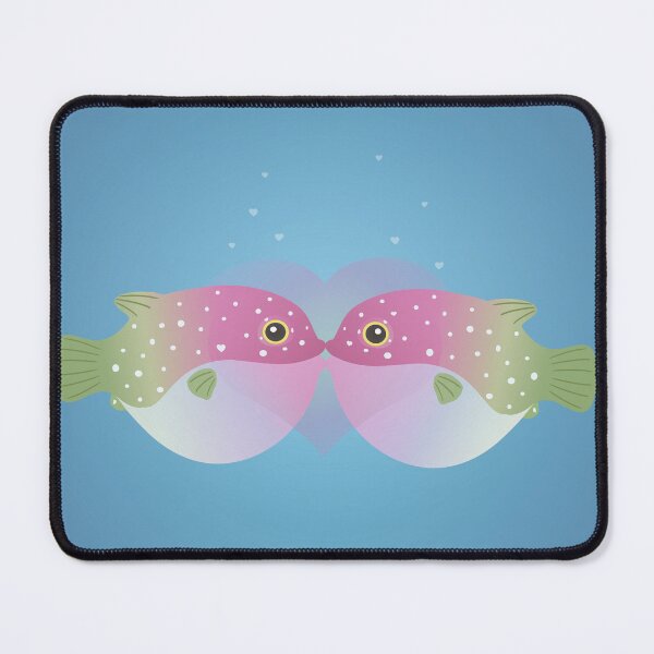 Item preview, puffer fish blow fish kiss kissing designed and sold by MiraNomegusta.