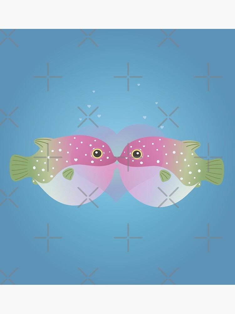 puffer fish blow fish kiss kissing Poster for Sale by MiraNomegusta