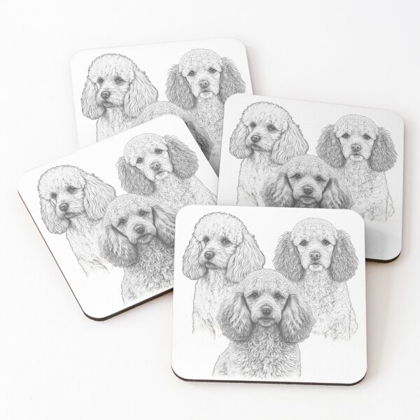 Item preview, Linear drawings of dogs of the Poodle designed and sold by sammgdesign.