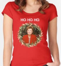HO HO HO - Blanche Devereaux Christmas from the Golden Girls (White) Women's Fitted Scoop T-Shirt