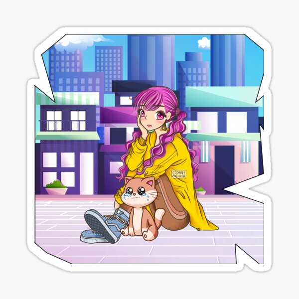 Item preview, Anime girl with pet cat designed and sold by GaryDobson.
