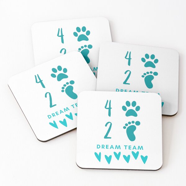 Item preview, Dream team in turquoise with paws and feet for dog sports enthusiasts designed and sold by PausePapote.