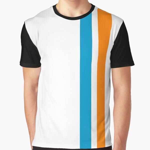 Aperçu de l'œuvre Le Mans Racing Stripes Orange Bleu Blanc 70s Mod design de mode créée et vendue par ModSupporters.