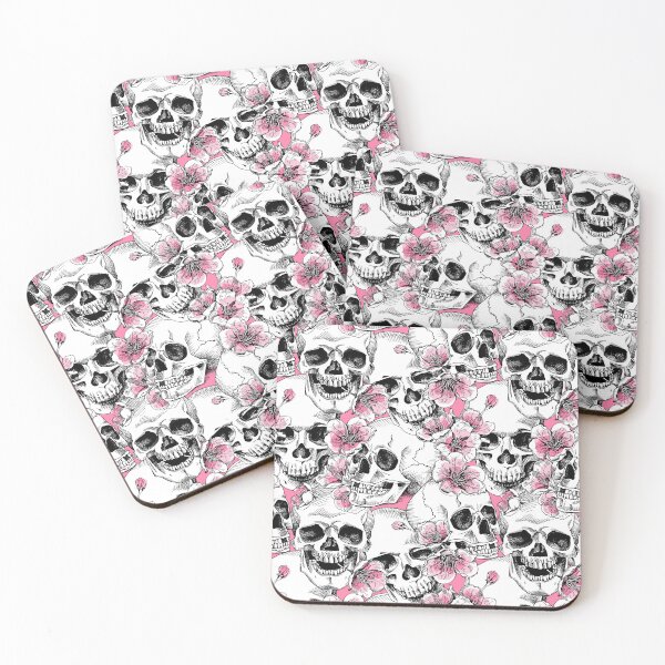 Item preview, Pink and White Skulls with Flowers designed and sold by Kathleen Douglas.