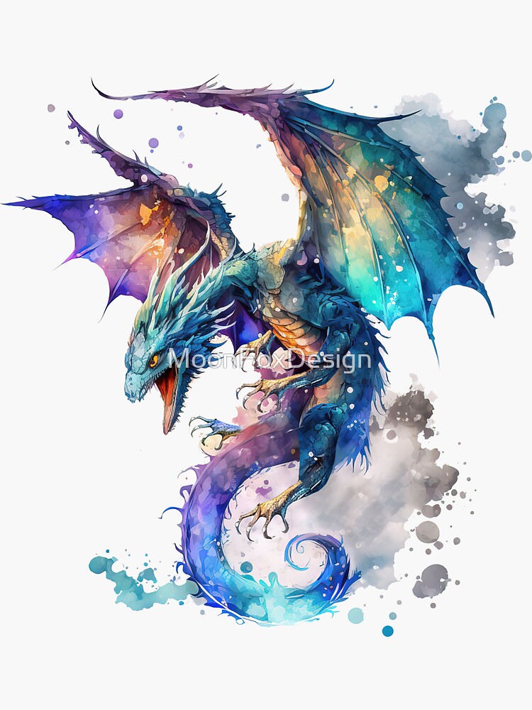 Colorful Watercolor Flying Dragon