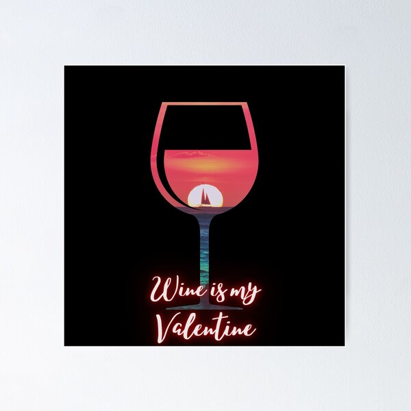 Wine Glass Glitter Sunset Drinks Poster