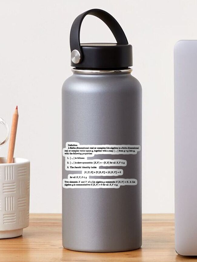 Mathematics Algebra Aluminum Water Bottle